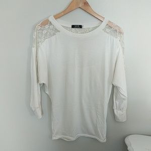 Long sleeve lace cutout shirt